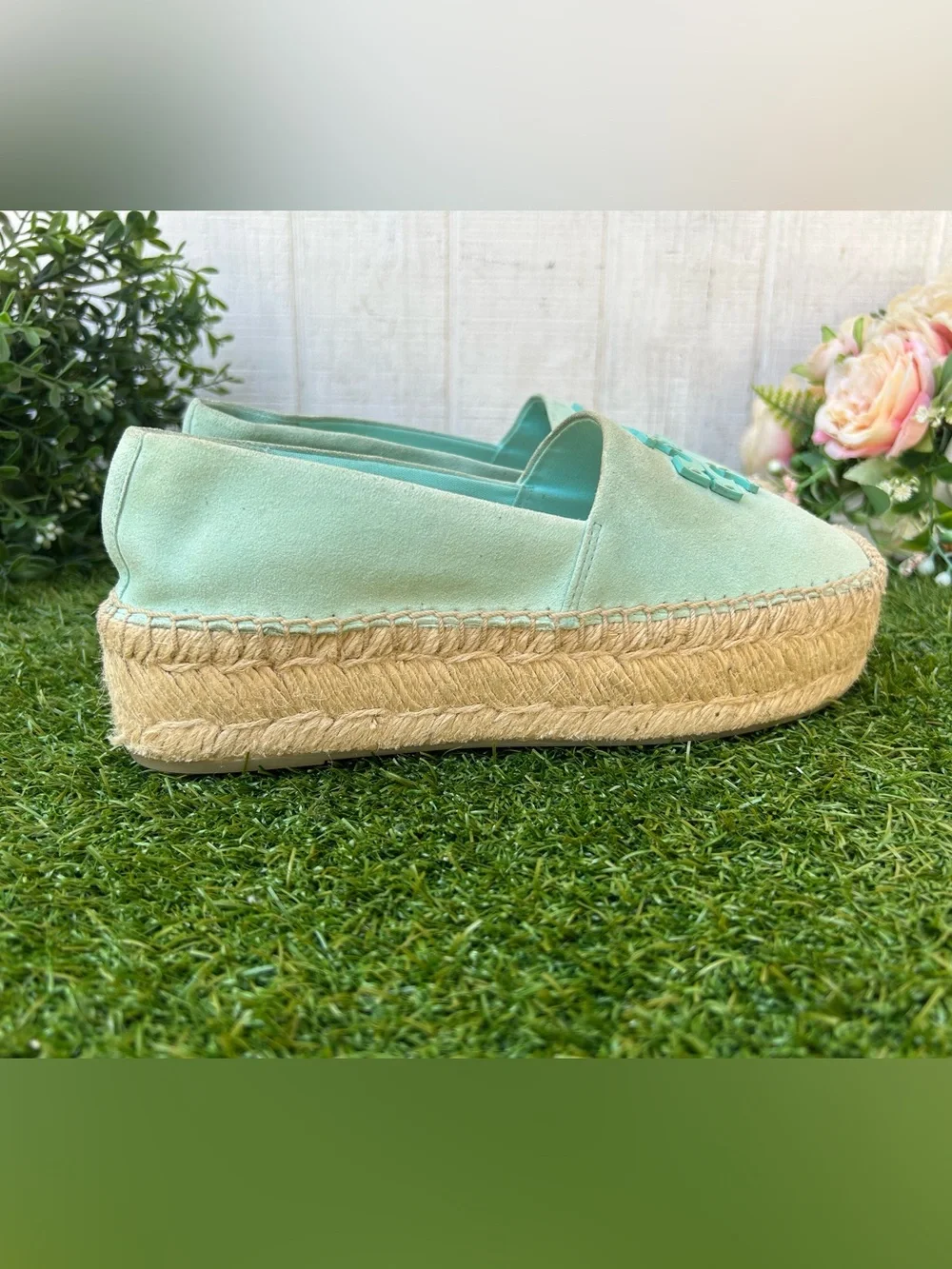TORY BURCH Everly Platform Espadrille - Sea Bubble Suede size 7 new/no box